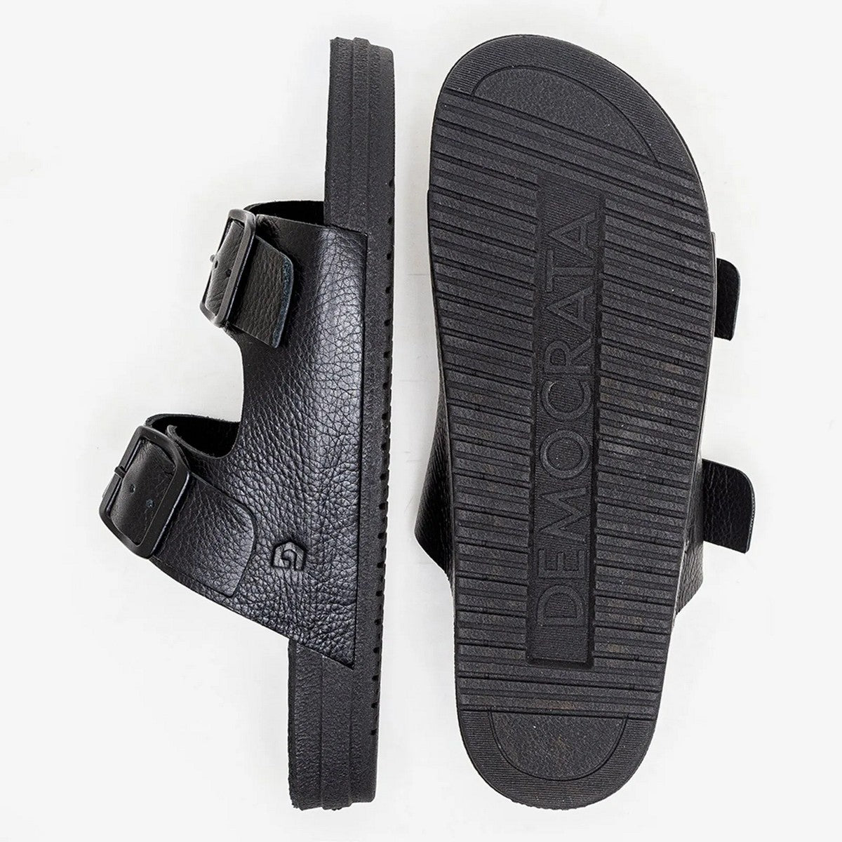 Sandália Masculina de Couro Democrata Easy Weekend - Preto
