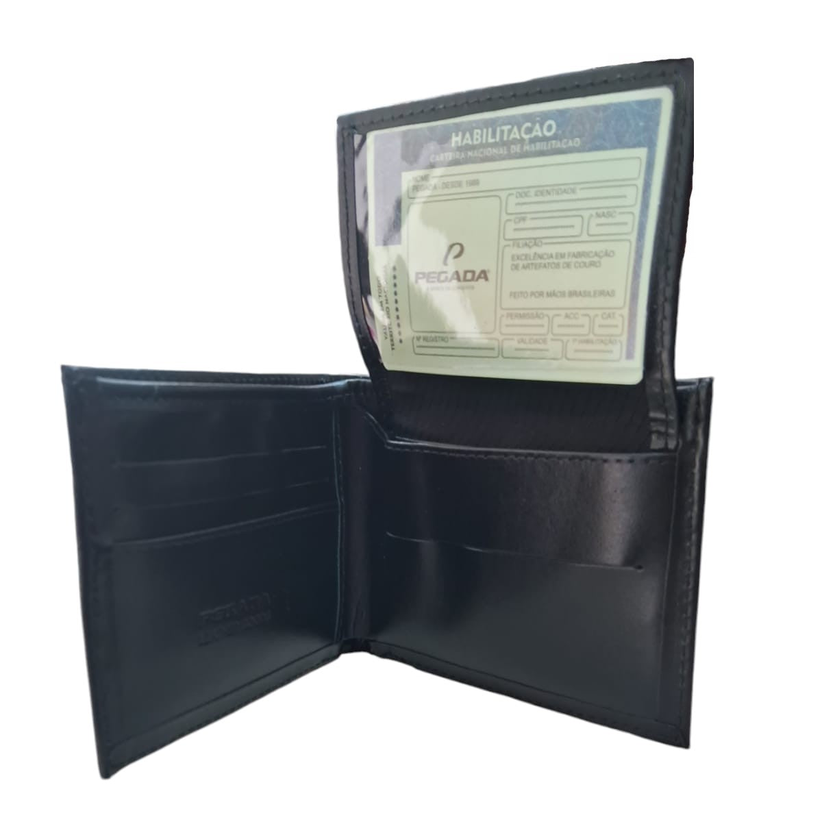 Carteira Pegada Masculina em Couro Preto CA032103